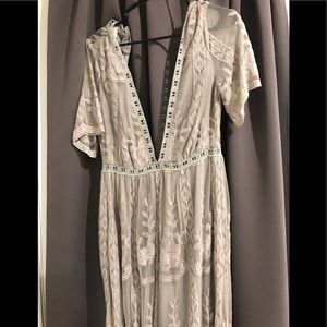 Grey Lace Long Dress
